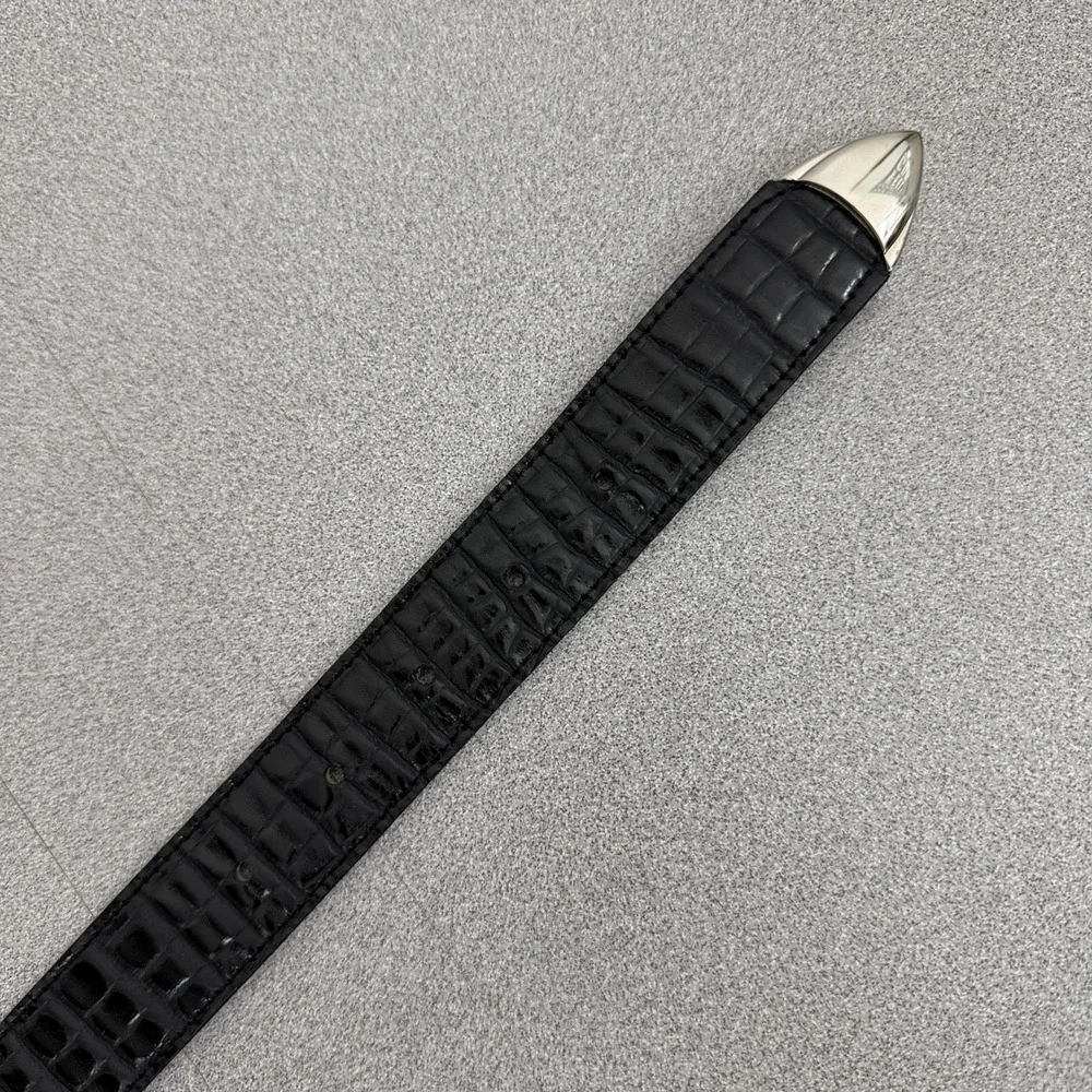 BB Simon Belt Women S Black Crocodile Embossed Genuine  display picture 2